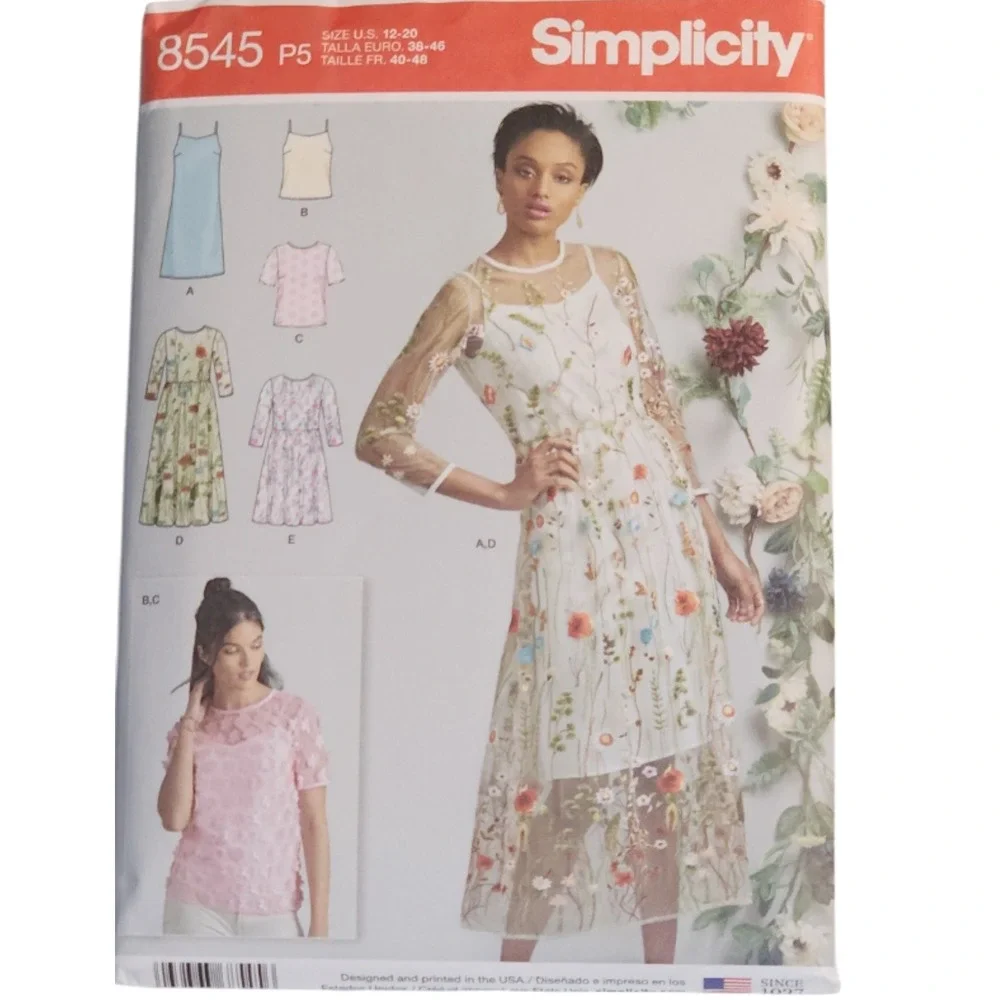 Simplicity 8545 Petite Dress Overdress Camisole Sewing Pattern Size 12-20 Uncut